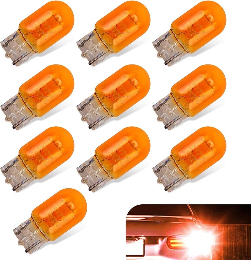 Merdege 10 PCS Automotive Brake Light Bulbs, Turn Signal Light, T20 Daytime Running Light Replacement, Universal for Cars (Yellow #Monofilament) - Image 1